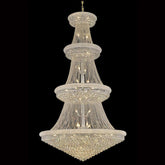 Traditional 54X96 Inch 48 Lights French Empire Chrome K9 Crystal Chandelier for High Ceilings
